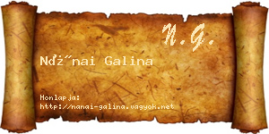 Nánai Galina névjegykártya